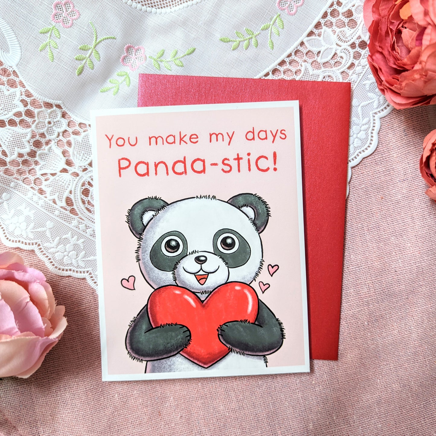 "You Make My Days Pandastic" Valentines Day Card with Envelope