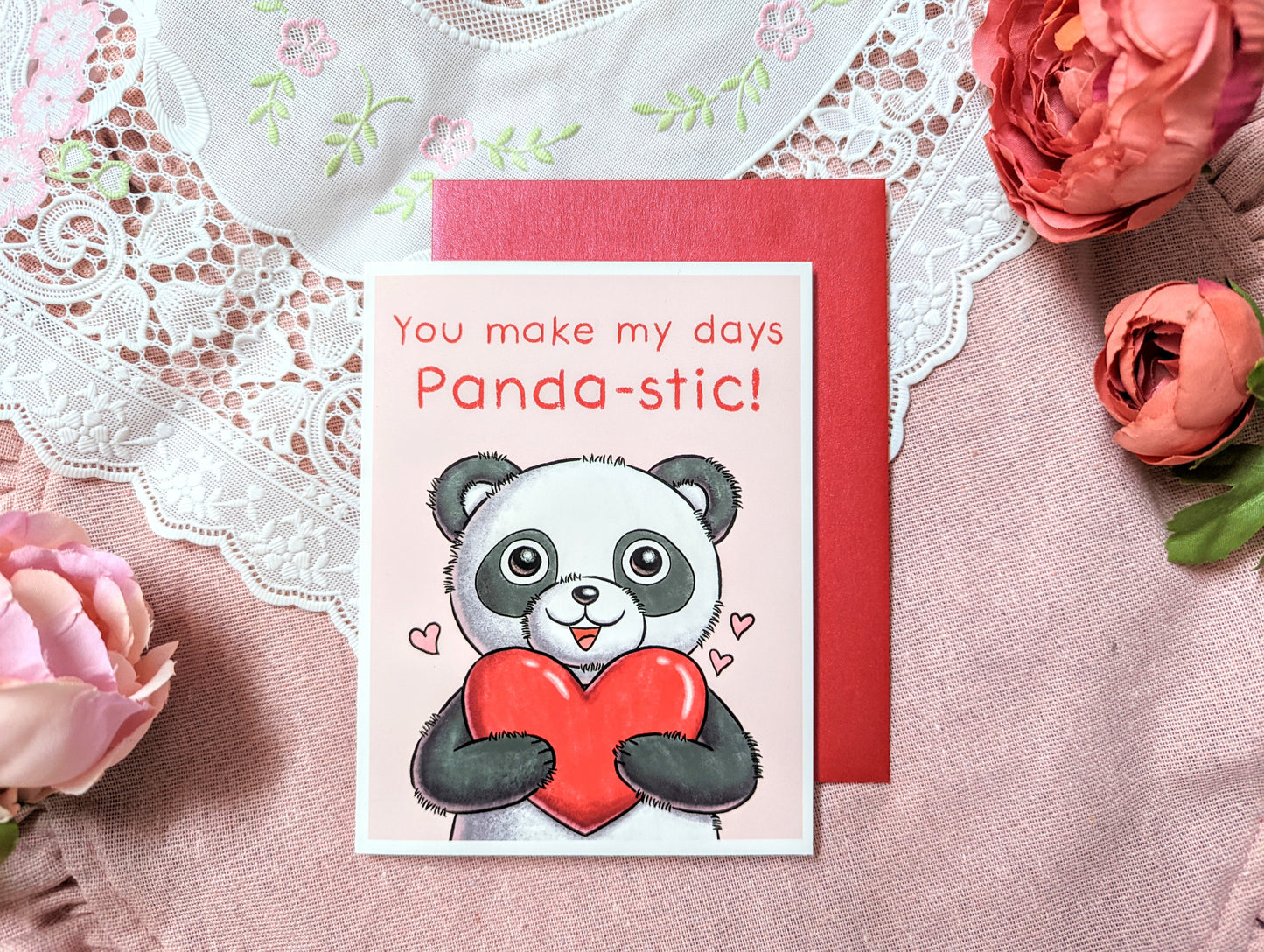 "You Make My Days Pandastic" Valentines Day Card with Envelope