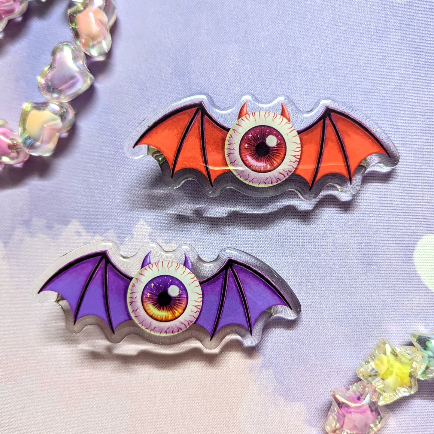 Eyeball Devil Wings Acrylic Hair Clip