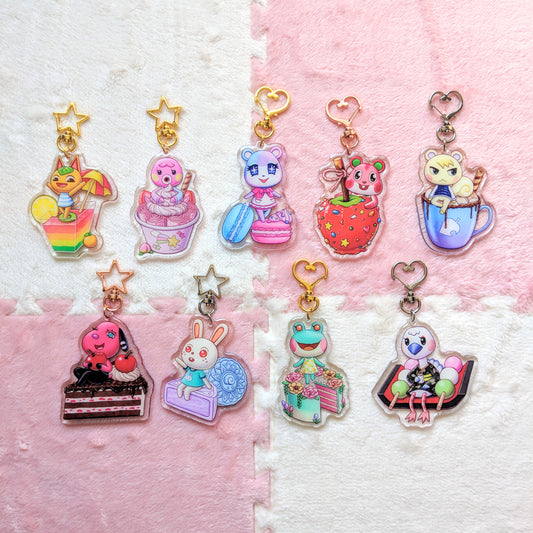 Animal Crossing Desserts Glitter Epoxy Resin Keychain