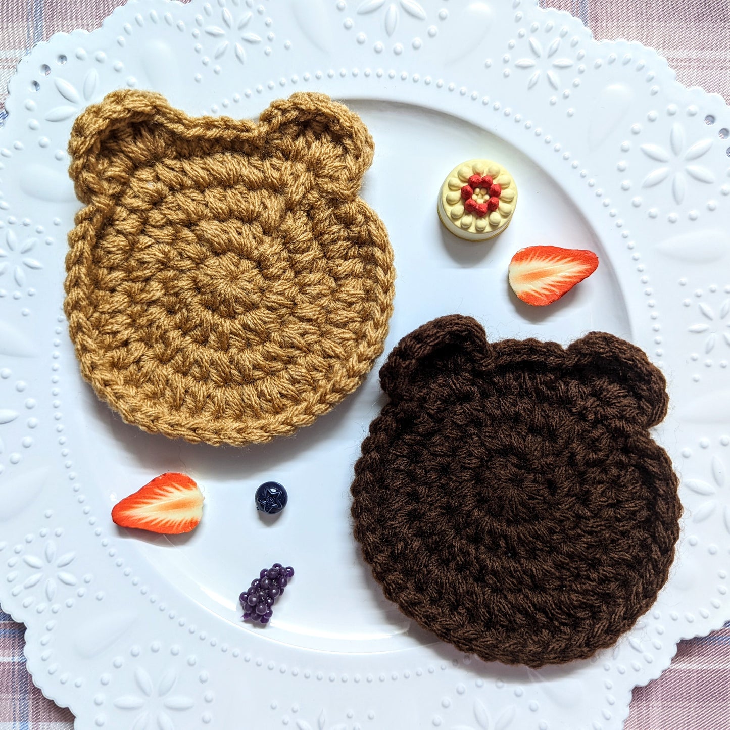 Handmade Brown Bear Crochet Coaster