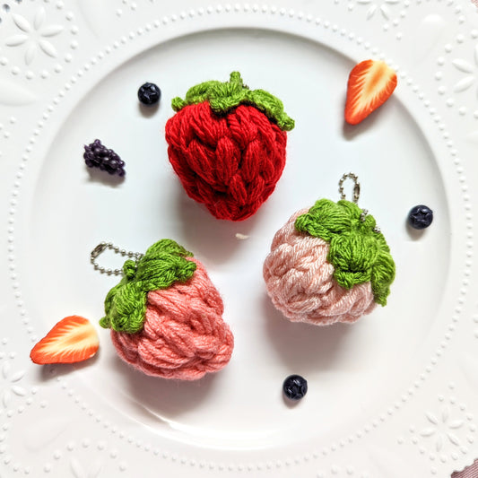 Handmade Strawberry Crochet Keychain