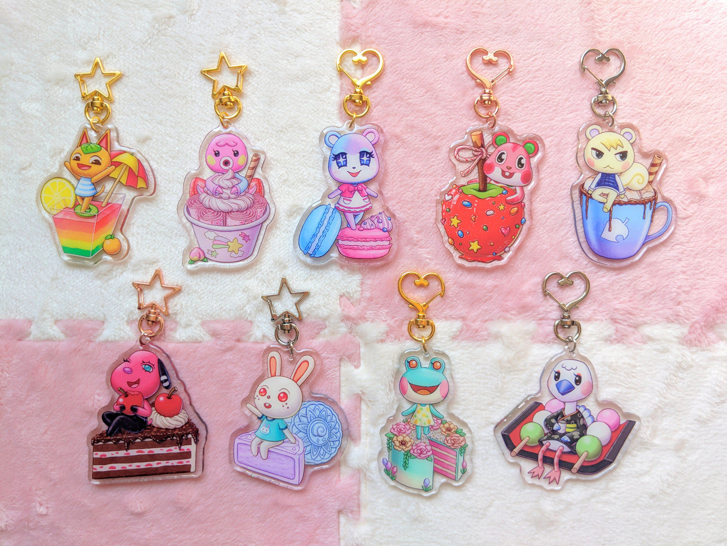 Animal Crossing Desserts Glitter Epoxy Resin Keychain