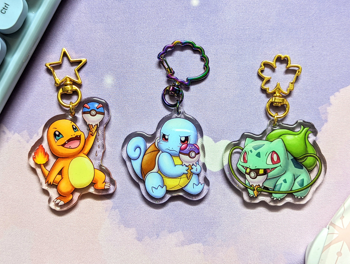 OG Pokemon & Pokeball Ice Cream Glitter Acrylic Keychain