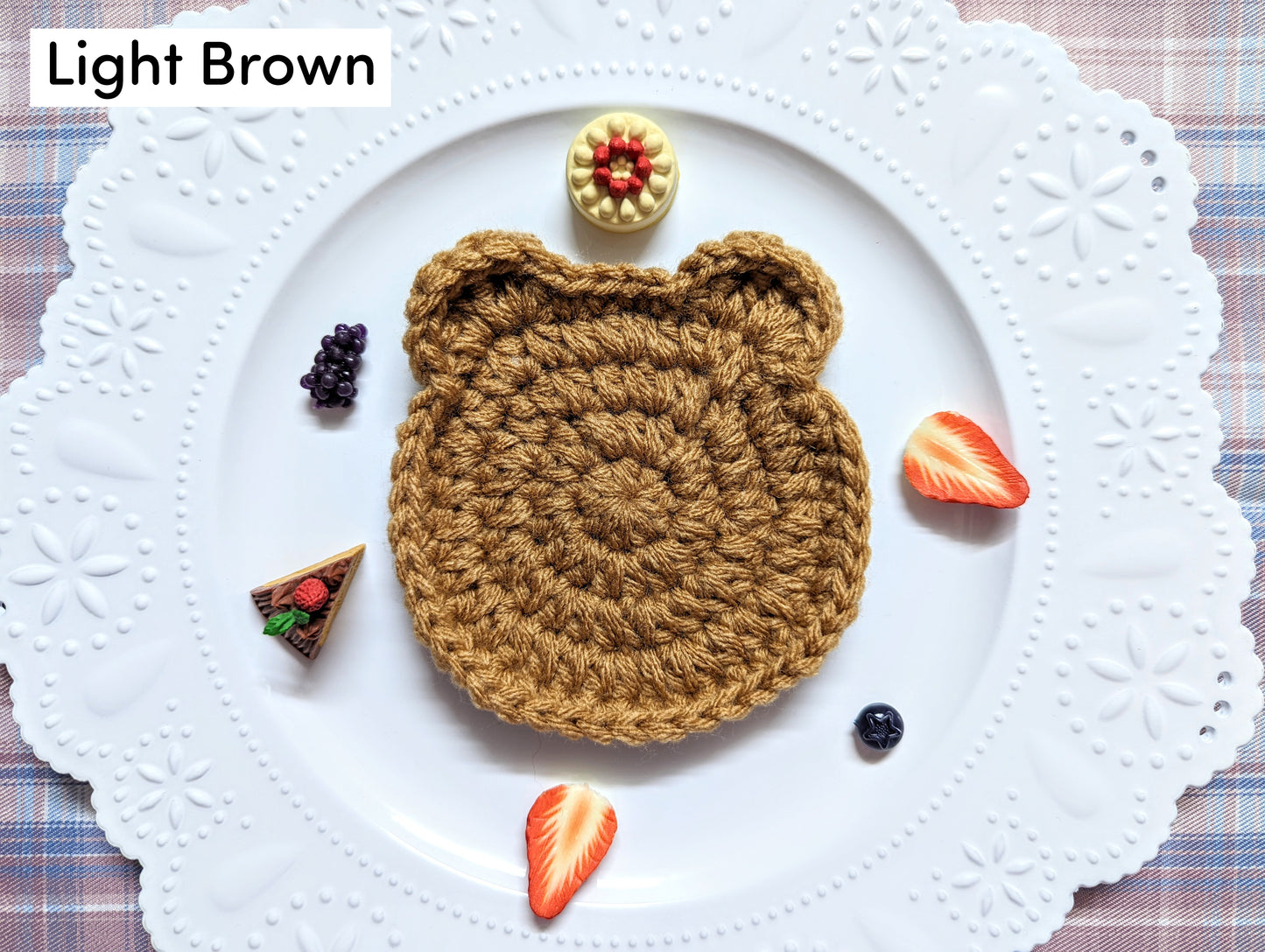 Handmade Brown Bear Crochet Coaster