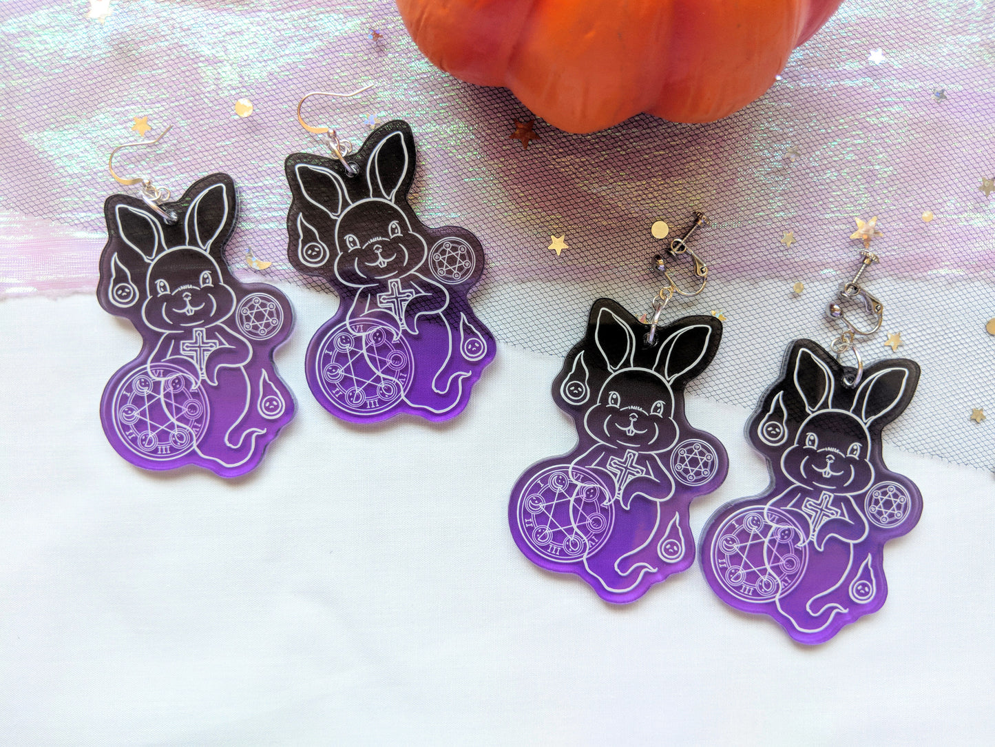 Rabbit & Bear Spirit Acrylic Charm Earrings