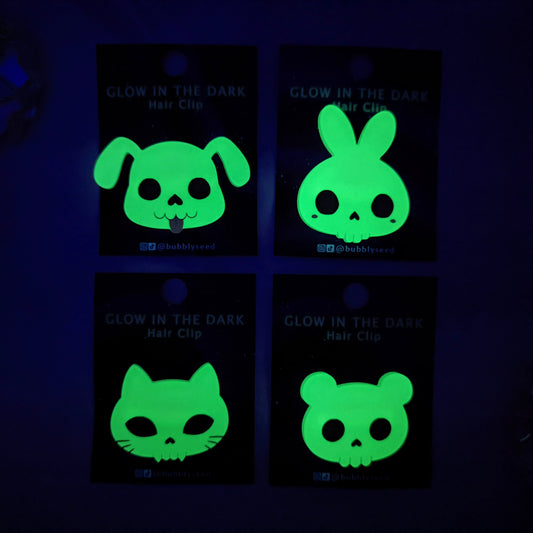 Cute Animal Skull Glow in the Dark Acrylic Hair Clip