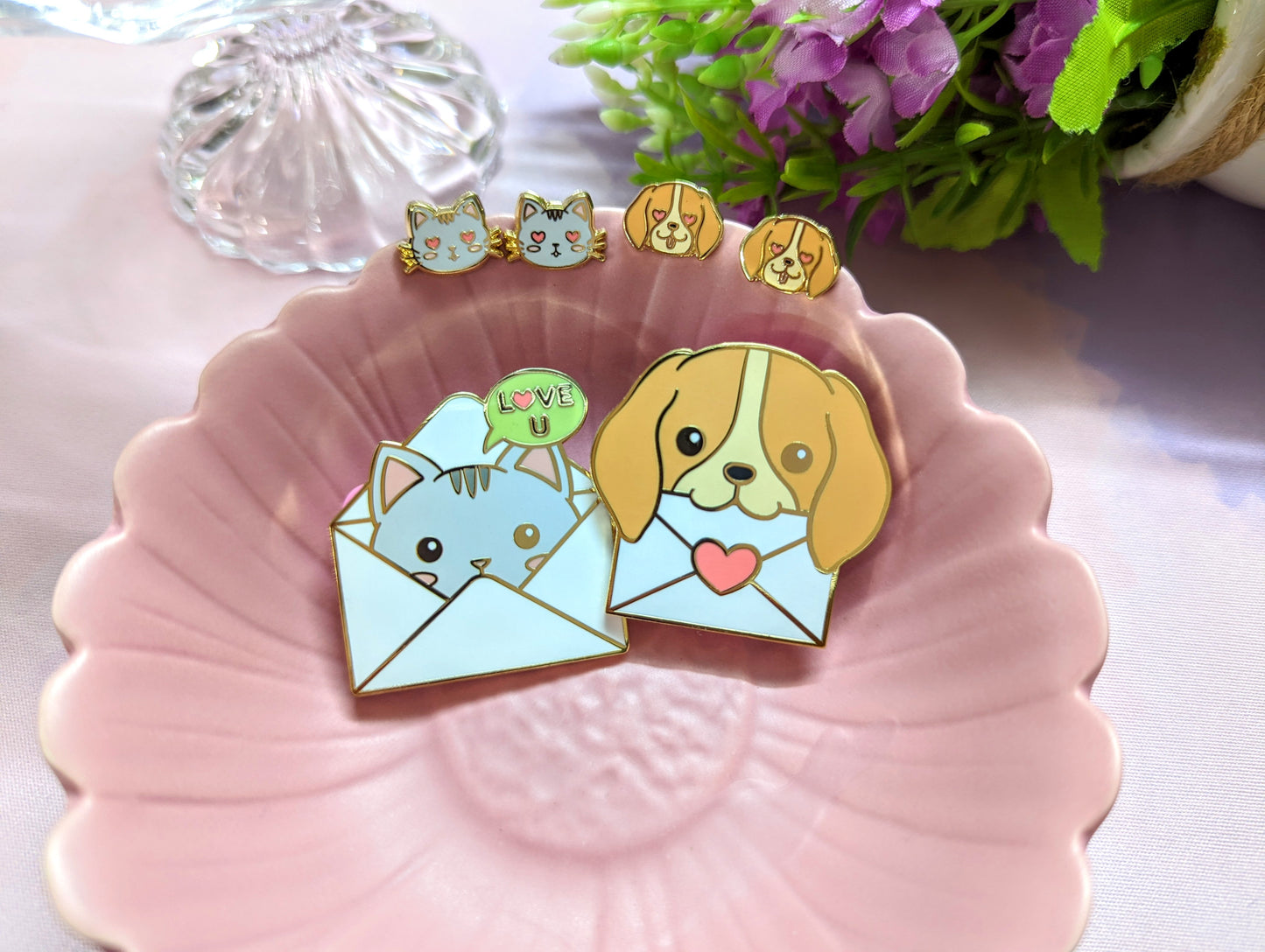 Read My Love Hard Enamel Pins and Earrings