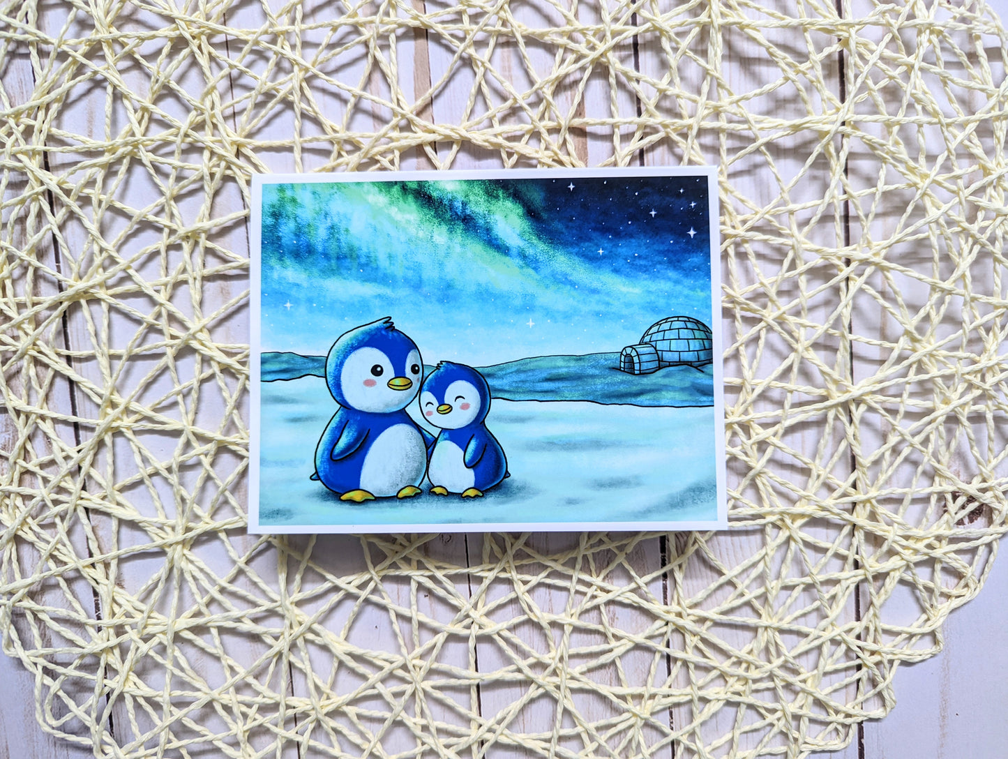 Penguin Life Christmas Cards with Kraft Envelopes