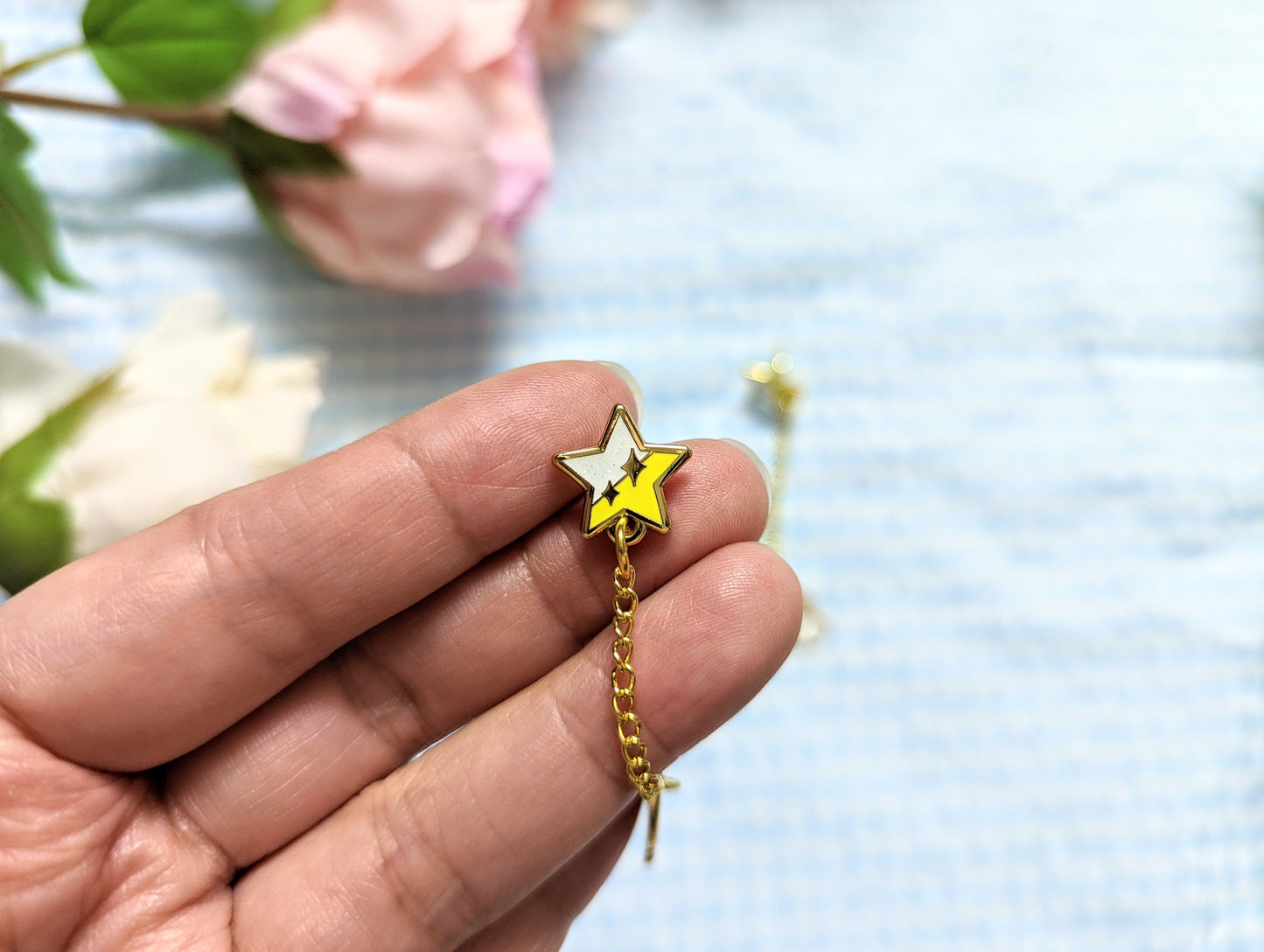 Star & Rainbow Glitter Enamel Dangle Earrings