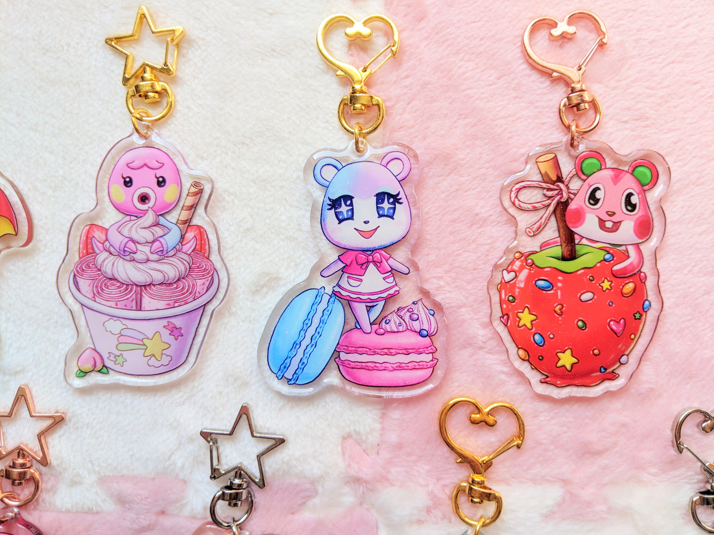 Animal Crossing Desserts Glitter Epoxy Resin Keychain