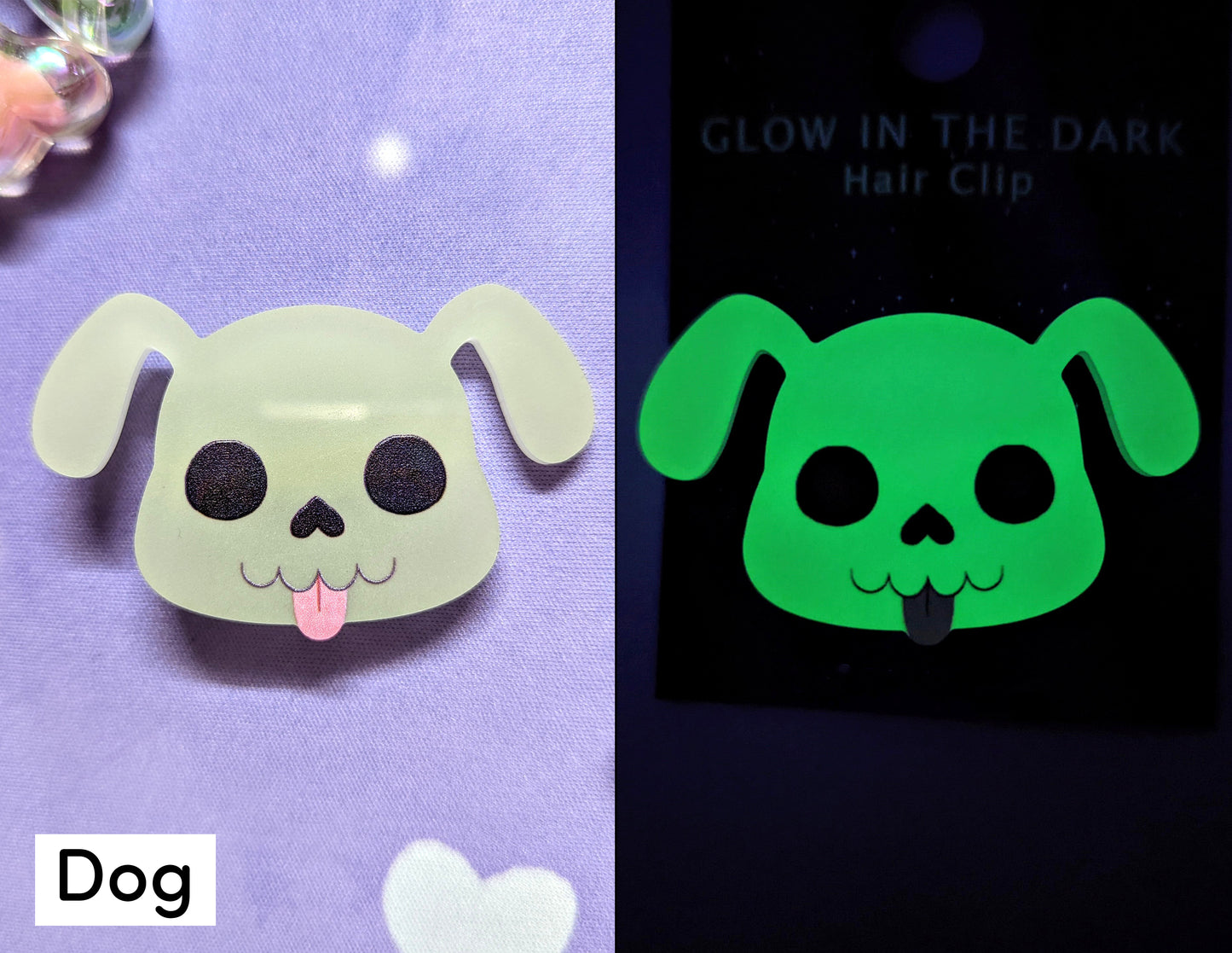 Cute Animal Skull Glow in the Dark Acrylic Hair Clip