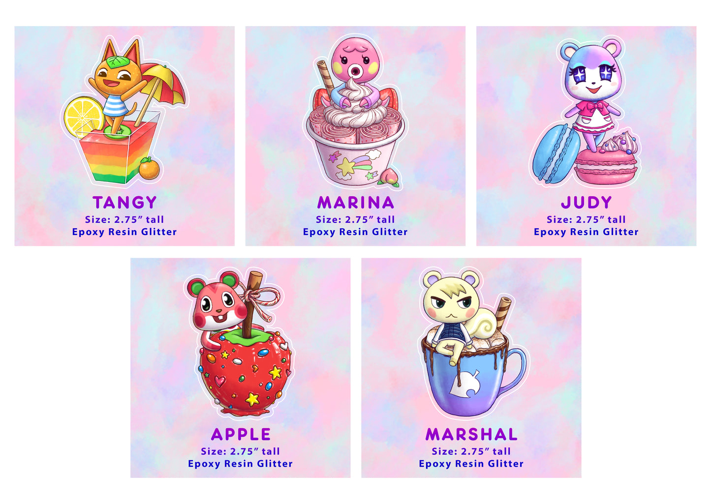 Animal Crossing Desserts Glitter Epoxy Resin Keychain