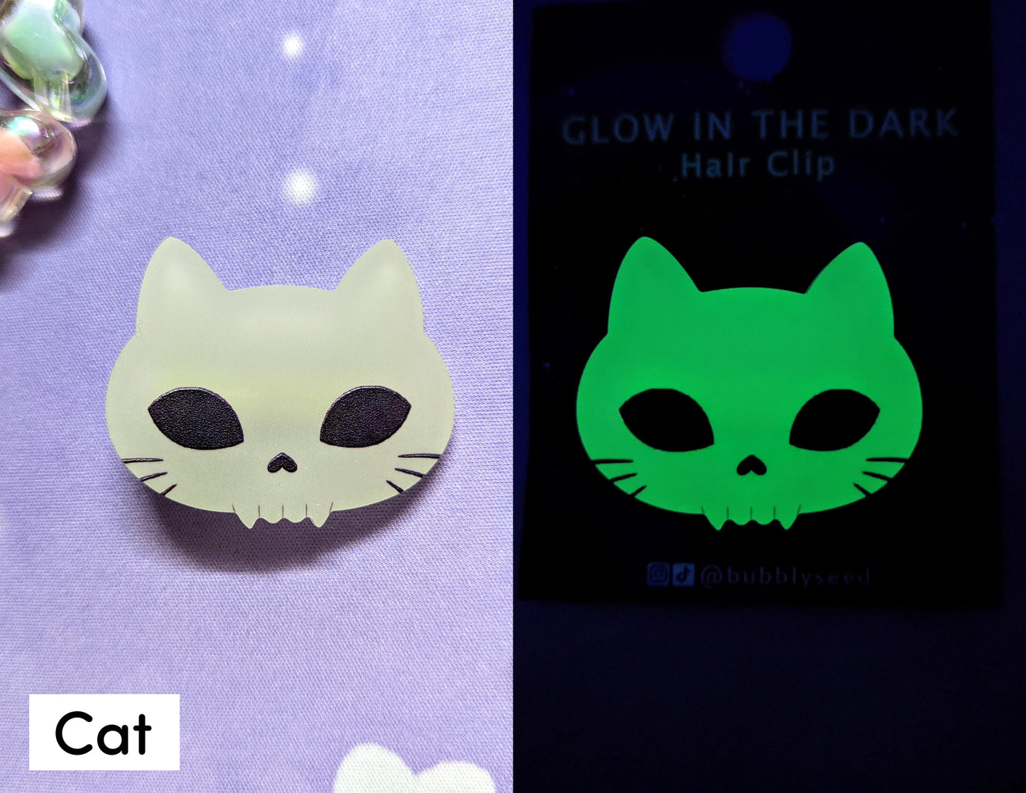 Cute Animal Skull Glow in the Dark Acrylic Hair Clip