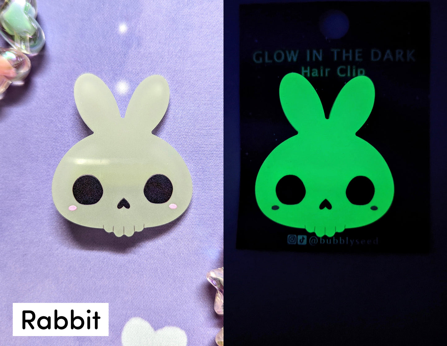 Cute Animal Skull Glow in the Dark Acrylic Hair Clip