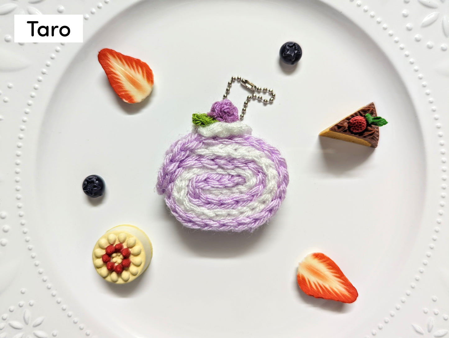 Handmade Cake Roll Crochet Keychain