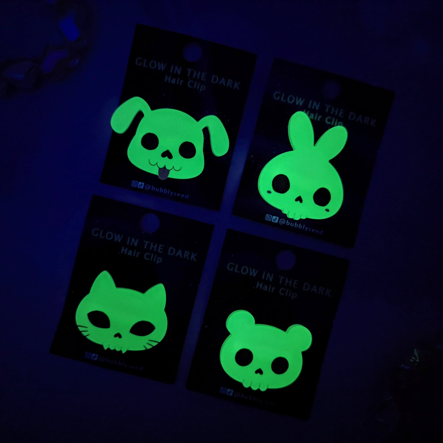 Cute Animal Skull Glow in the Dark Acrylic Hair Clip