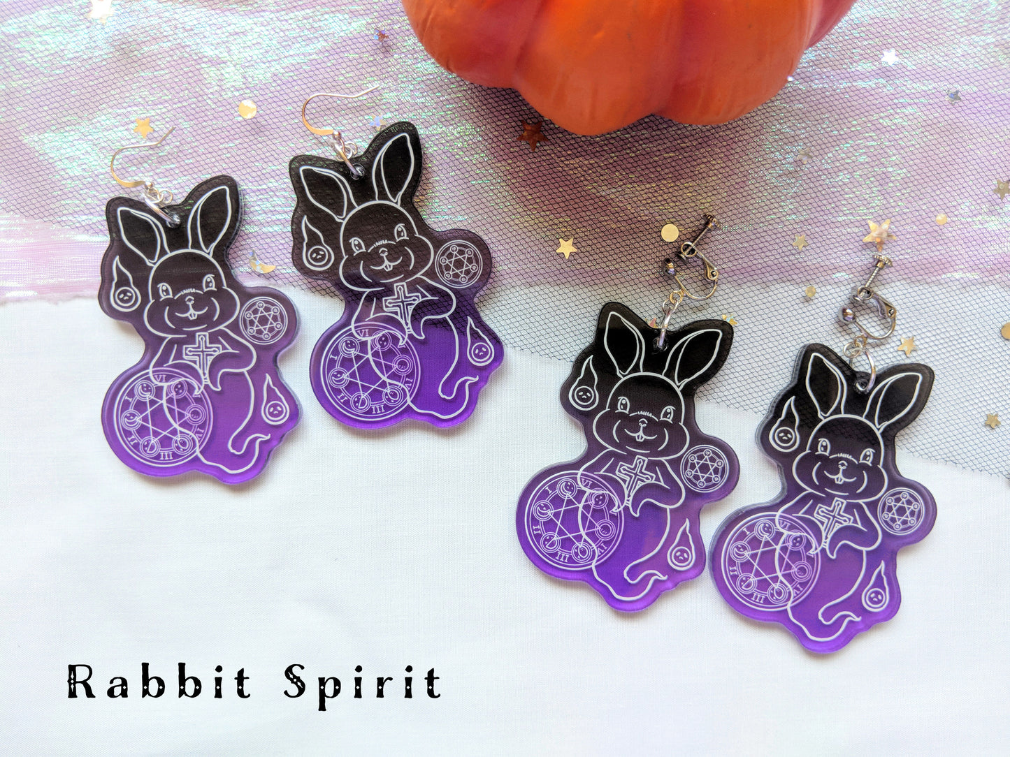 Rabbit & Bear Spirit Acrylic Charm Earrings