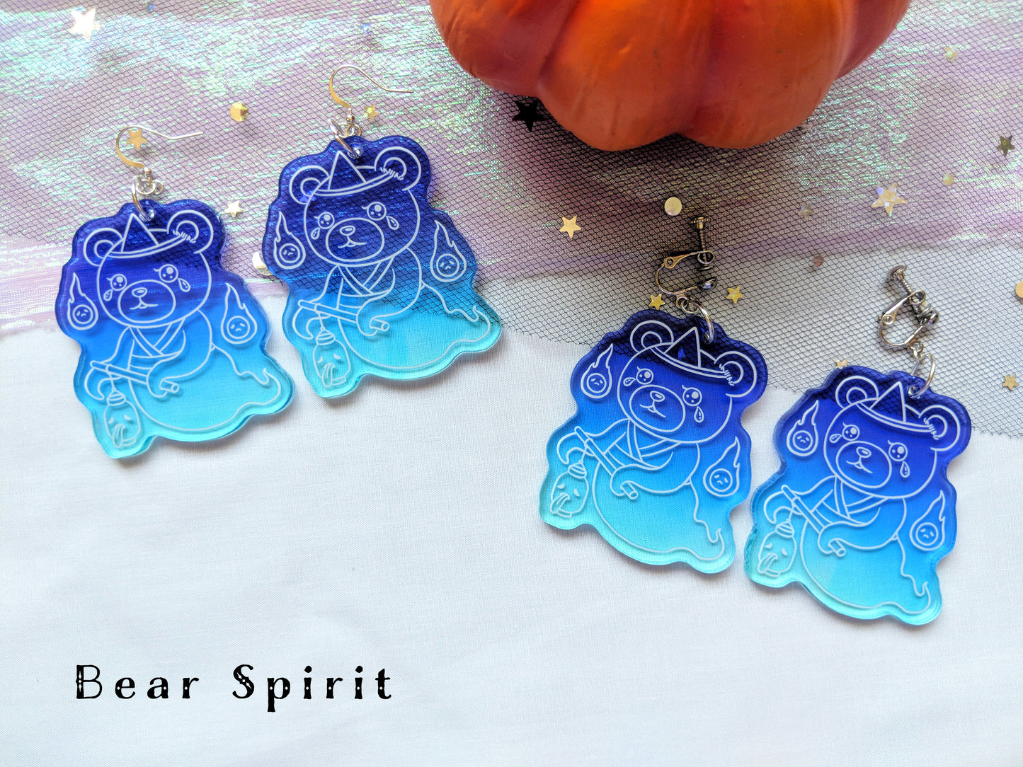 Rabbit & Bear Spirit Acrylic Charm Earrings