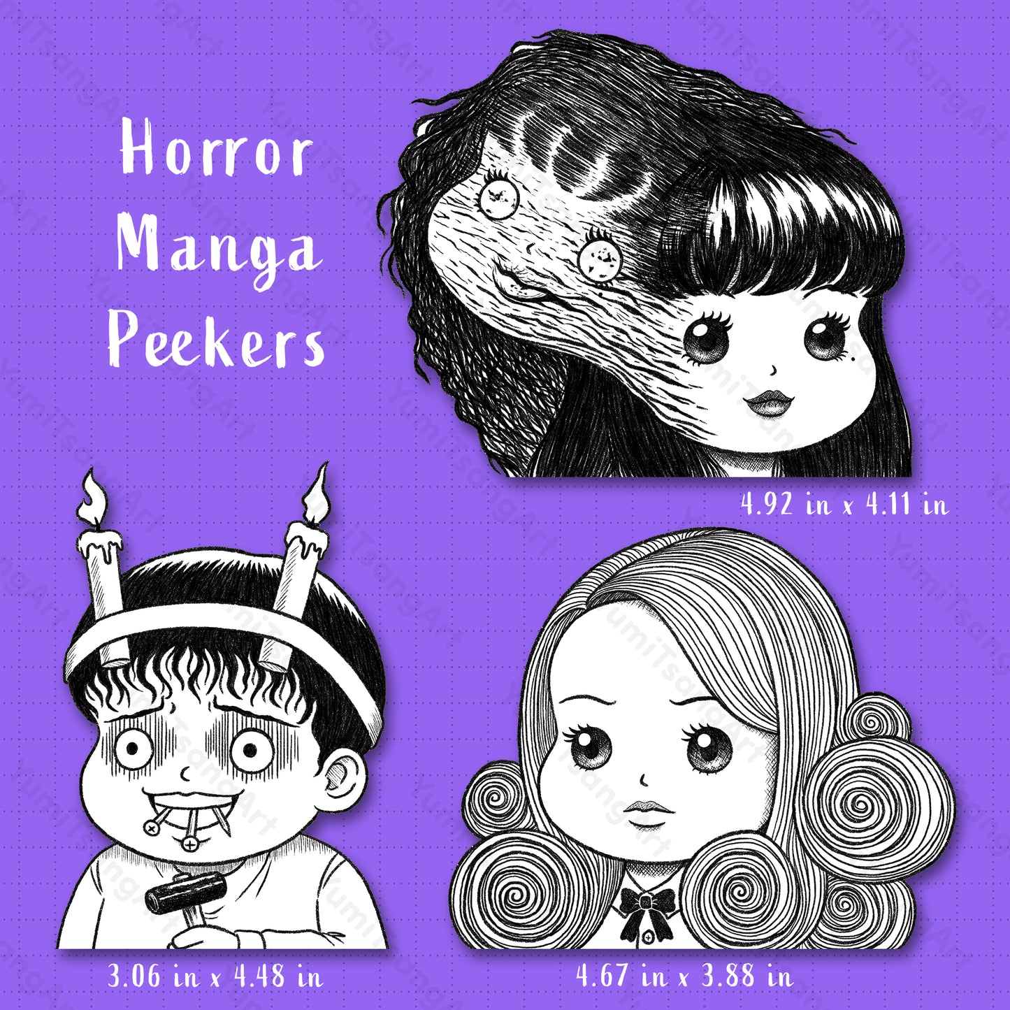 Horror Manga Junji Ito Chibi Peekers Car Decals