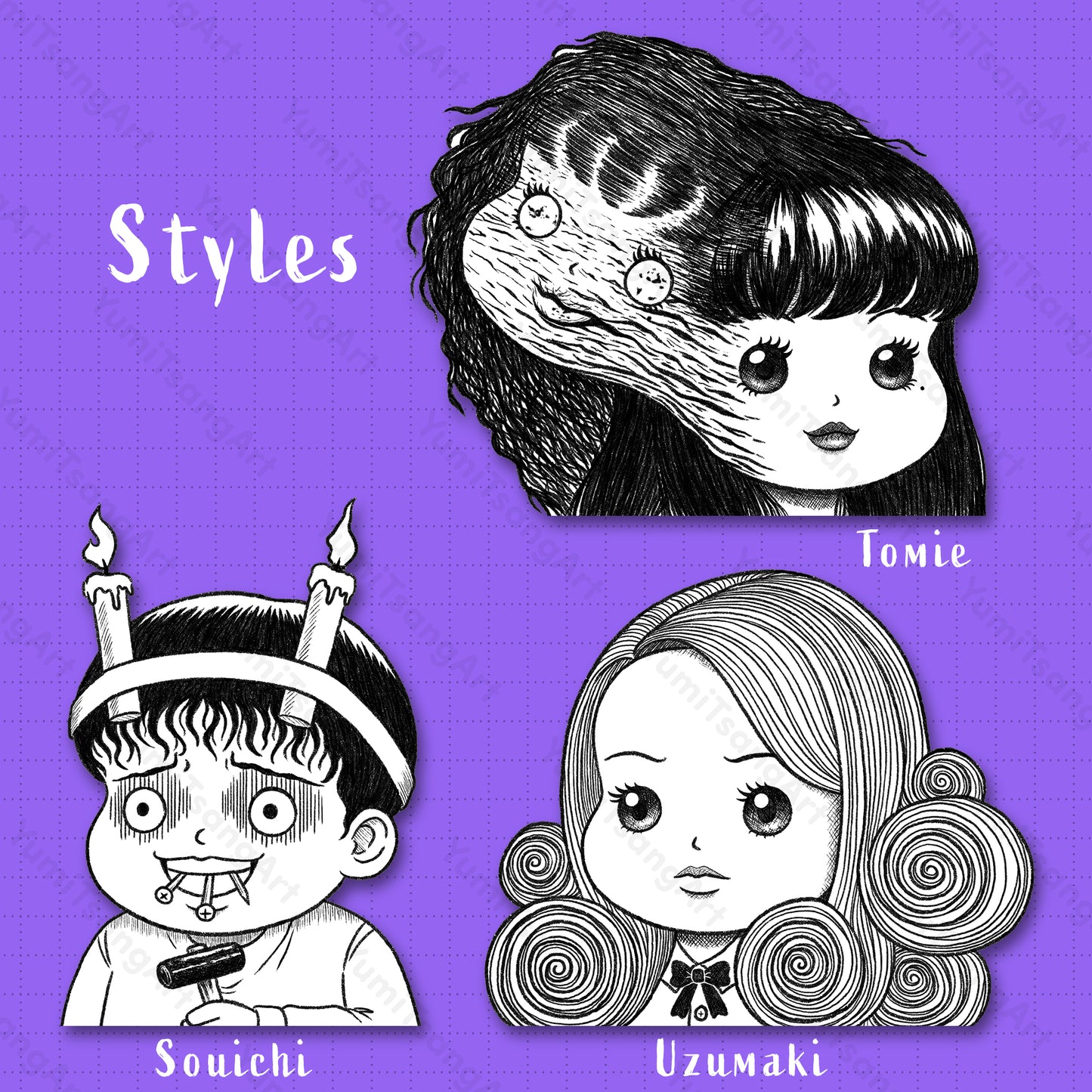 Horror Manga Junji Ito Chibi Peekers Car Decals