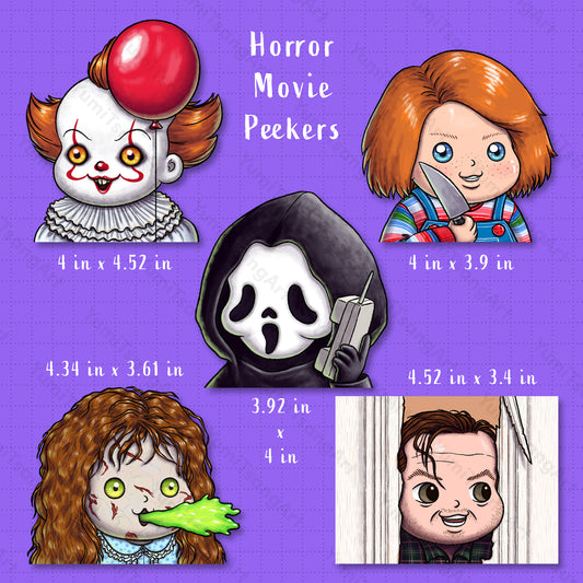 Horror Movies Chibi Peekers Car Decals