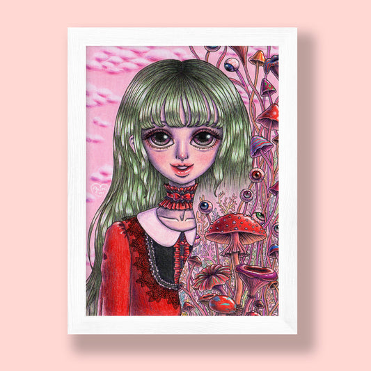 Mushroom Girl Small Art Print